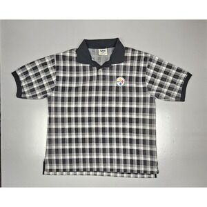 Vintage Lee Sport Pittsburg Steelers Polo Shirt Mens XL.‎ Plaid NFL Short Sleeve